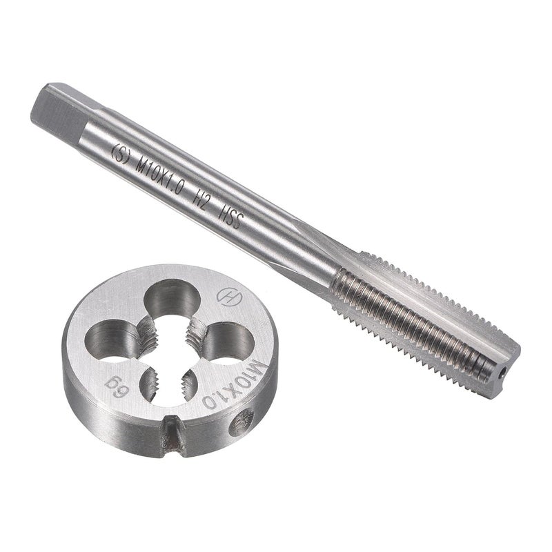 TOP-VIGOR M10 x 1mm Metric Tap and Die Set, Right Hand Machine Thread Tap with Round Threading Die for Making or Repairing Threads on Iron, Copper, Steel and Other Metal Materials - Image 1